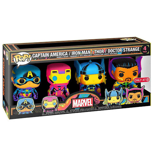 Captain America, Iron Man, Thor, Doctor Strange 4 Pack (Blacklight), Target Exclusive (Condition 7.5/10)