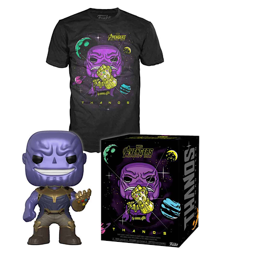 Thanos, Glow, Pop! and Thanos Tee, Size: S, Unopened