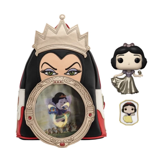Snow White, Gold w/Pin, + Mini Evil Queen Back Pack, Glow, Bundle, 2021 Virtual Funkon, #339, (Condition 8/10)