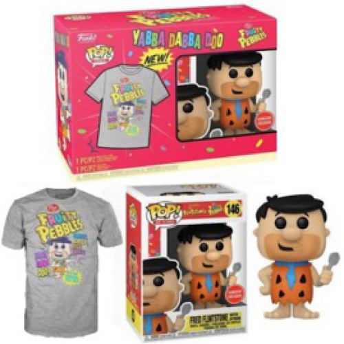 Fred Flintstone With Spoon Pop and Tee, Size: XL, Game Stop Exclusive, (Condition Sealed Box)