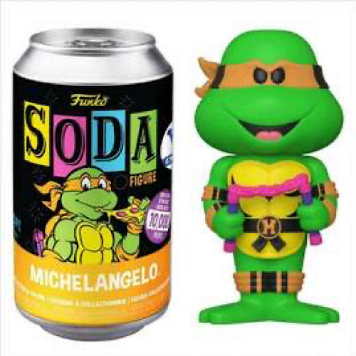 Vinyl SODA: Michelangelo, Funko Shop Exclusive, Blacklight, Common, Unsealed