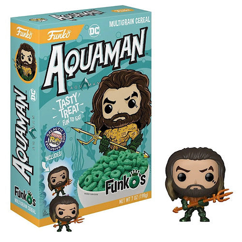 Aquaman FunkO's Multigrain Cereal and Pocket Pop!, Galactic Toys Exclusive, (Condition 6.5/10)