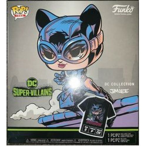 Catwoman (Jim Lee Deluxe) (Black & White) Pop! and Catwoman Tee, Size: L