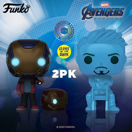 Morgan Stark & Tony Stark 2 Pack, Glow, Pop in a Box Exclusive (Condition 7/10)