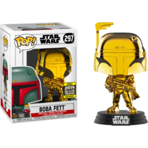 Boba Fett (Gold Chrome), 2019 Galactic Convention Exclusive, #297, (Condition 5.5/10)