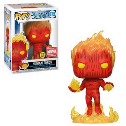 Human Torch (On Fire), Glow, Marvel Collector Corps Exclusive, #572, (Condition 8/10)