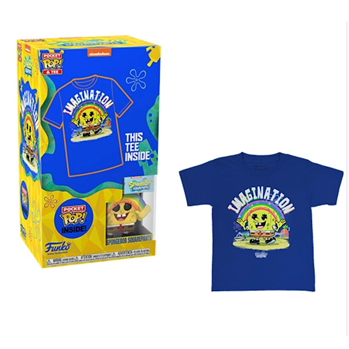 Pocket Pop! & Tee: Spongebob with Rainbow, Kids Sizes